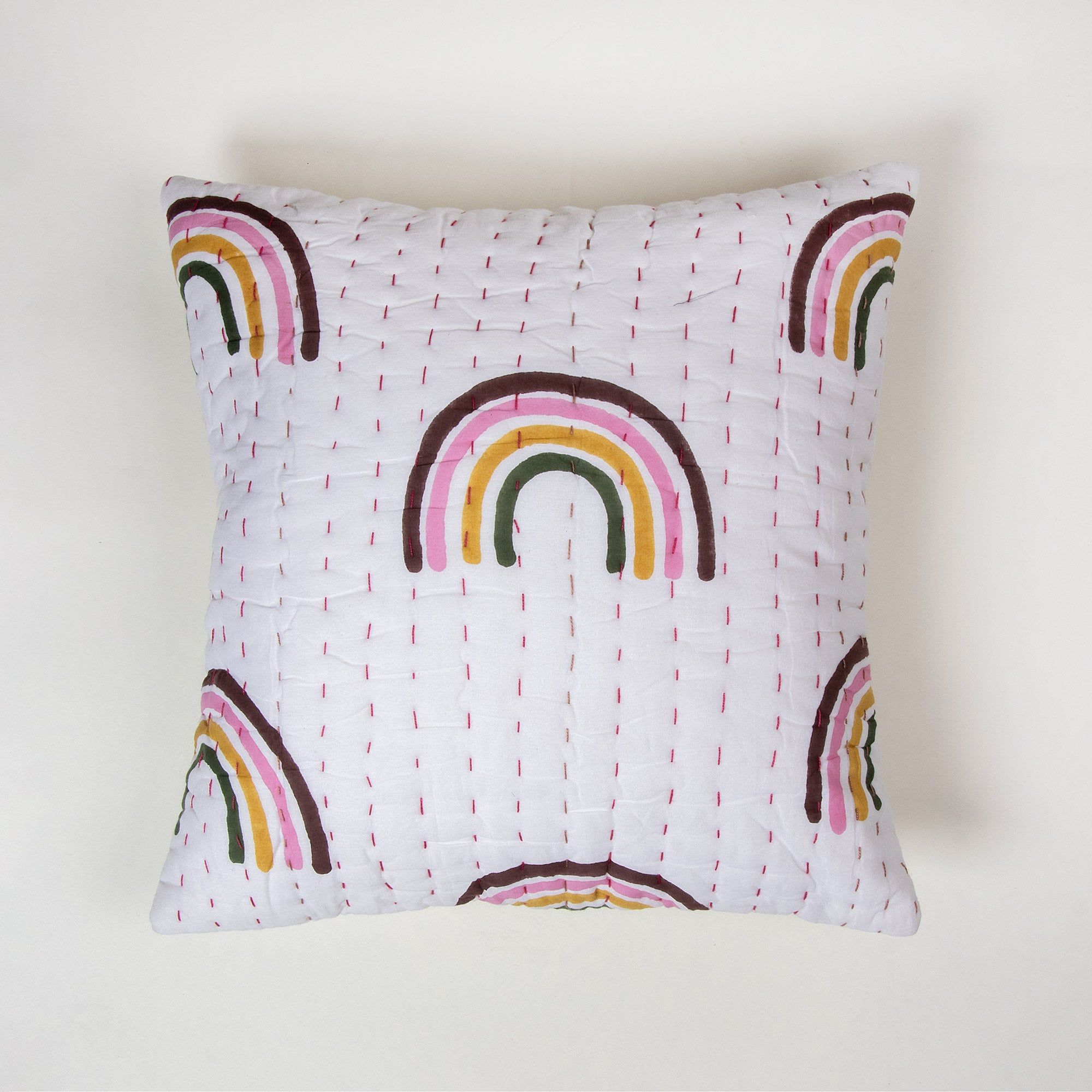 Premium Hand Block Rainbow Printed Kantha Sofa Cushions